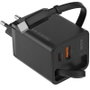 Mars Gaming MDGAN65R Cargador de Pared GaN 65W con Cable USB-C Retráctil Negro